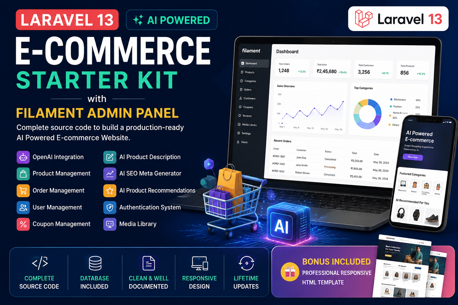 Laravel 13 AI Powered E-commerce Starter Kit with Filament Admin Panel