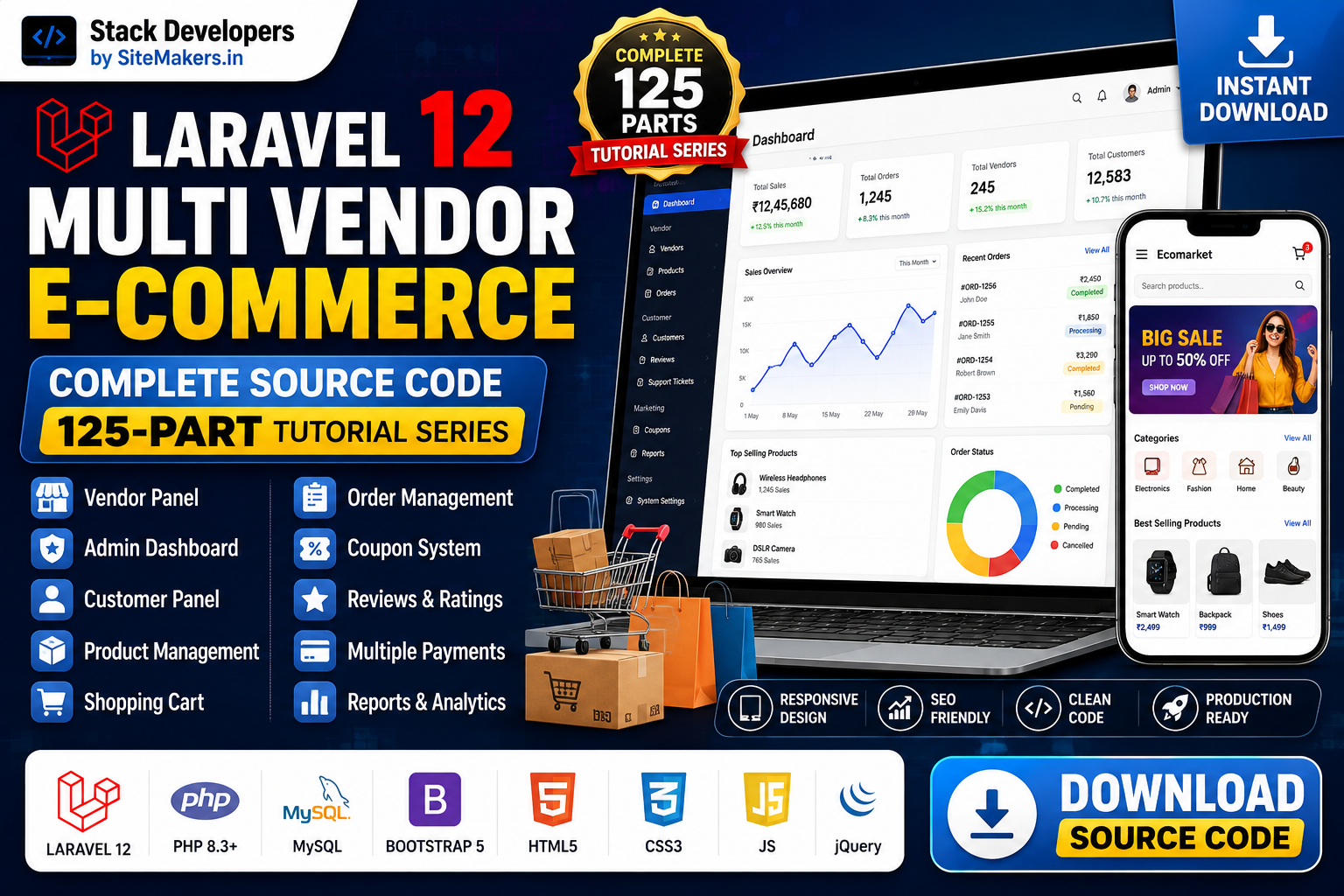 Laravel 12 Complete Multi Vendor E-commerce Website